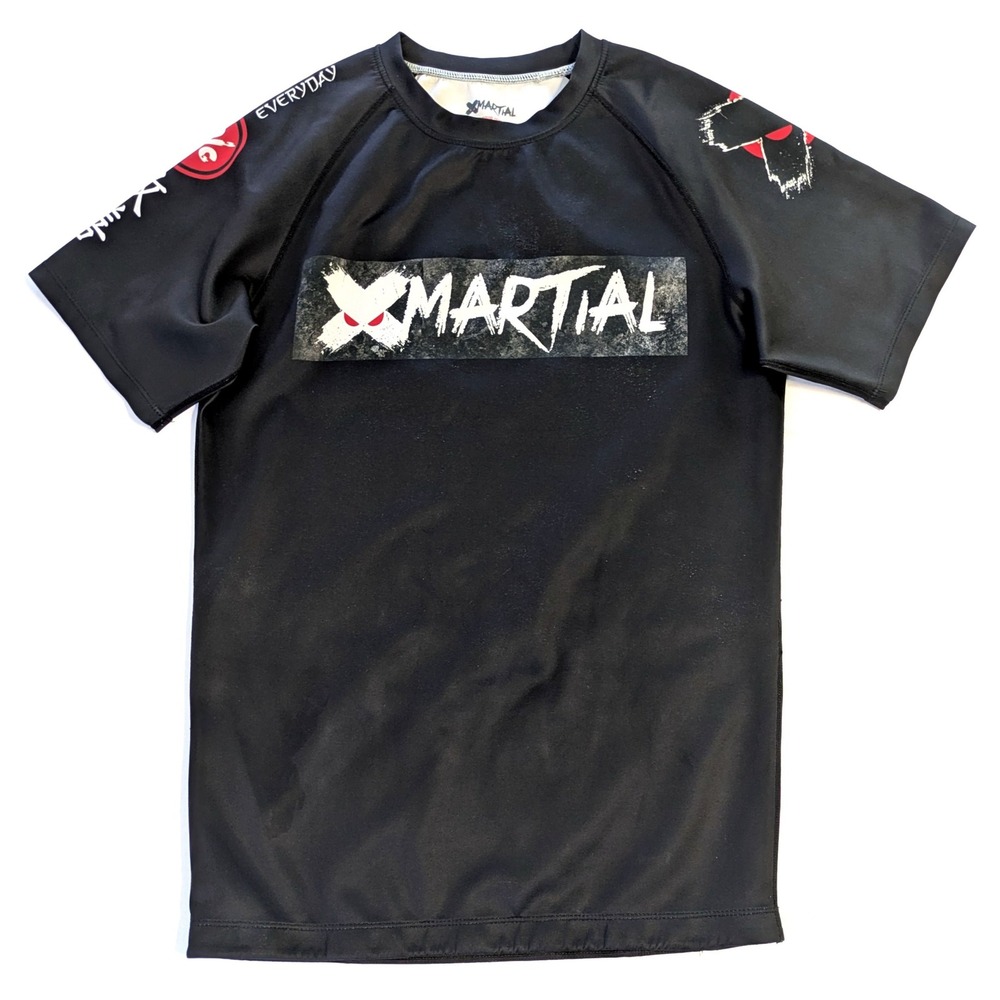 XMartial BJJ MMA Rash Guard Black Short Sleeve Compression Shirt Womens 2XL